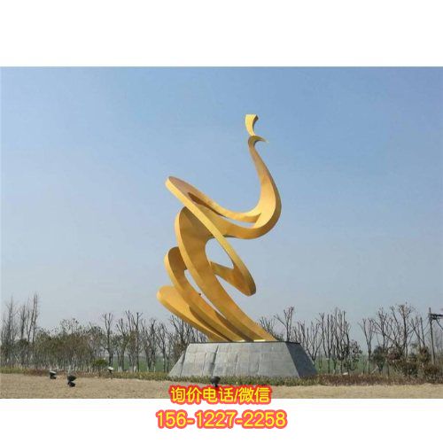 美麗的不銹鋼抽象孔雀雕塑，為廣場增添精彩景觀