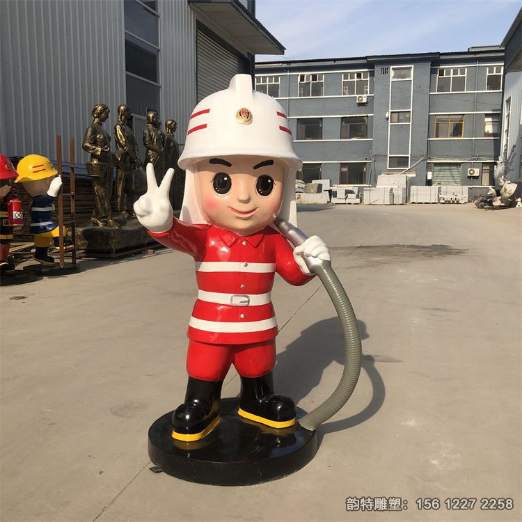 玻璃鋼消防戰士雕塑，抗震救災雕塑