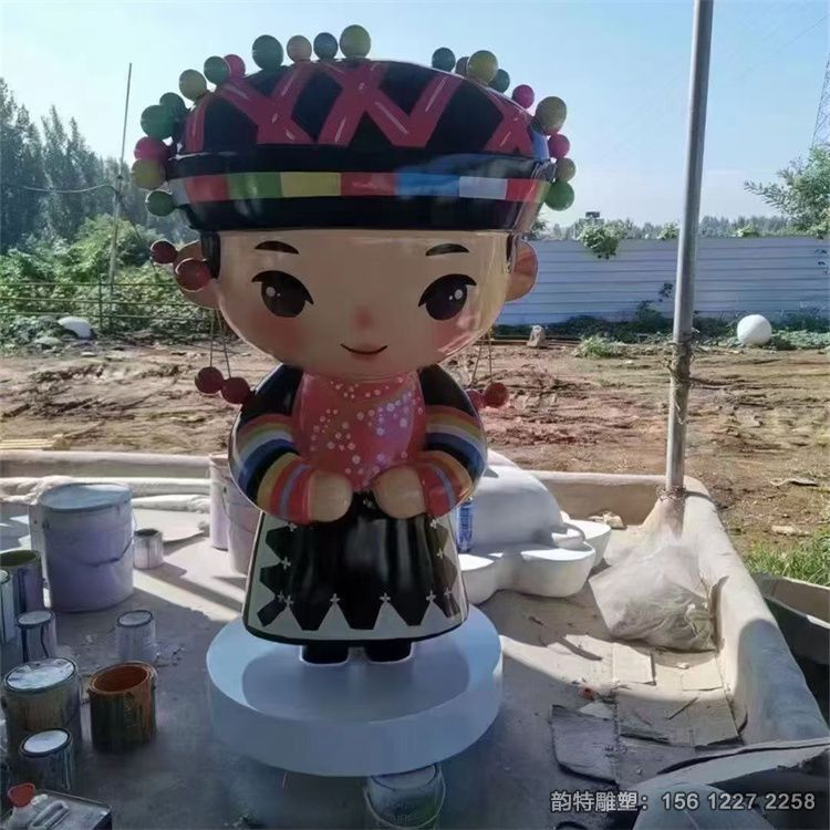 卡通少數(shù)民族人物雕塑 玻璃鋼人物制作廠家